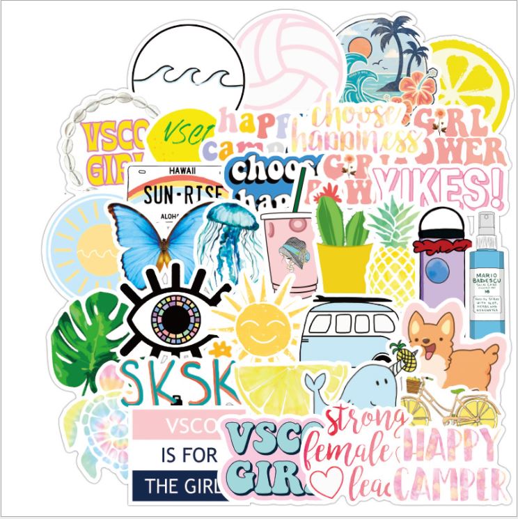 Sticker dán hoạt hình nhiều mẫu chống nước sticker dán mũ bảo hiểm vali laptop cực xinh bộ sưu tập 1