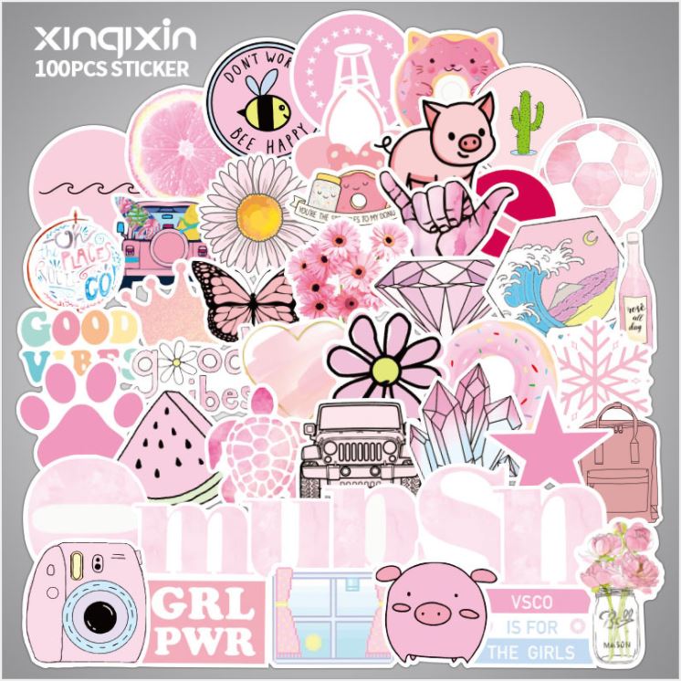 Sticker dán hoạt hình nhiều mẫu chống nước sticker dán mũ bảo hiểm vali laptop cực xinh bộ sưu tập 1