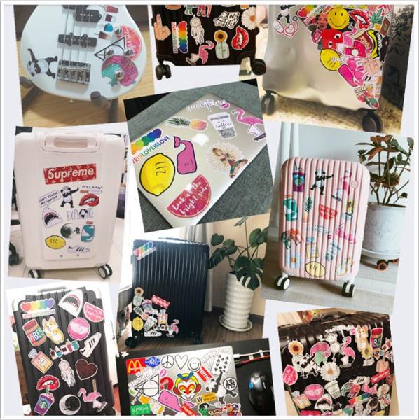 Sticker dán hoạt hình nhiều mẫu chống nước sticker dán mũ bảo hiểm vali laptop cực xinh bộ sưu tập 1