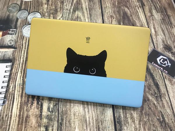 Ảnh đại diện sản phẩm skin laptop mèo con lấp ló phông vàng xanh